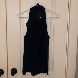 Marc by Marc Jacobs 100% silk sleeveless navy blue blouse. Vneck with neck ties.